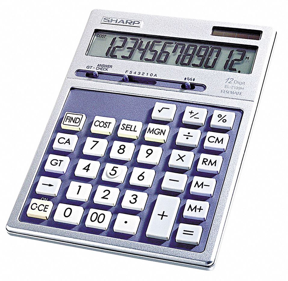 Desktop Calculator, LCD, 12 Digit