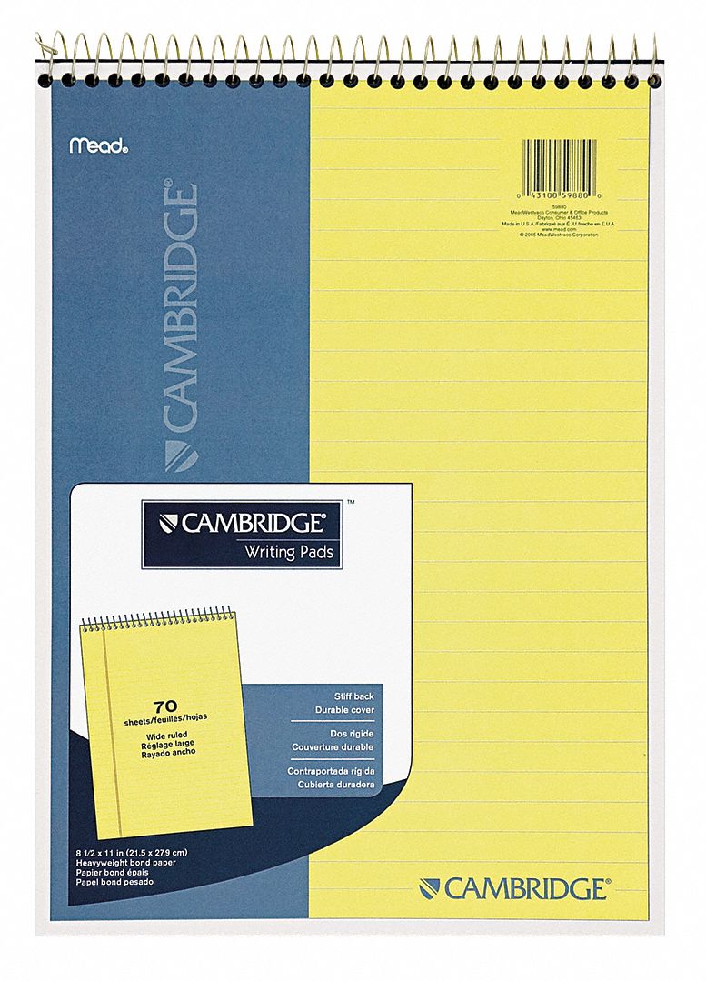 Legal Pad, 8-1/2 x 11-3/4 In, Navy