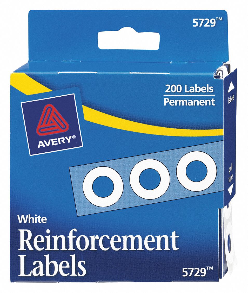 Hole Reinforcement, Roll, White, PK 200
