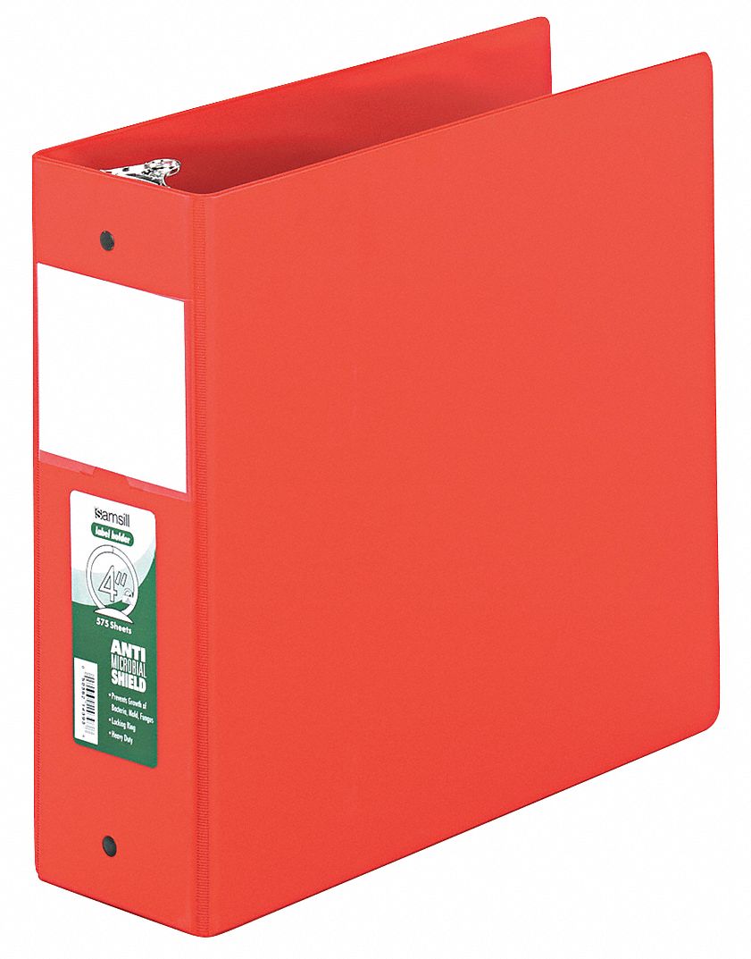 Binder, Antimicrobial, O-Ring, 4 In, Red