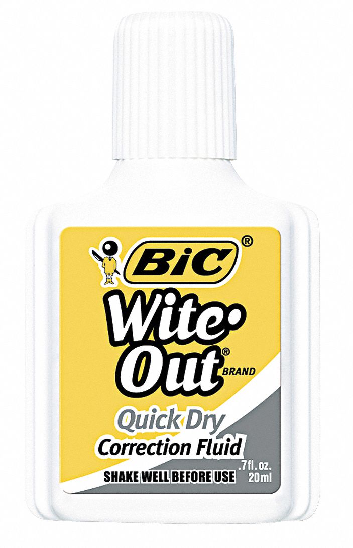 Quick Dry Correction Fluid, 20mL, Wht, PK12