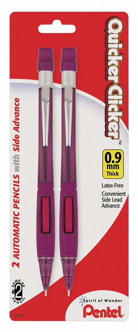 Mechanical Pencil, 0.9mm, Burgundy, Pk 2