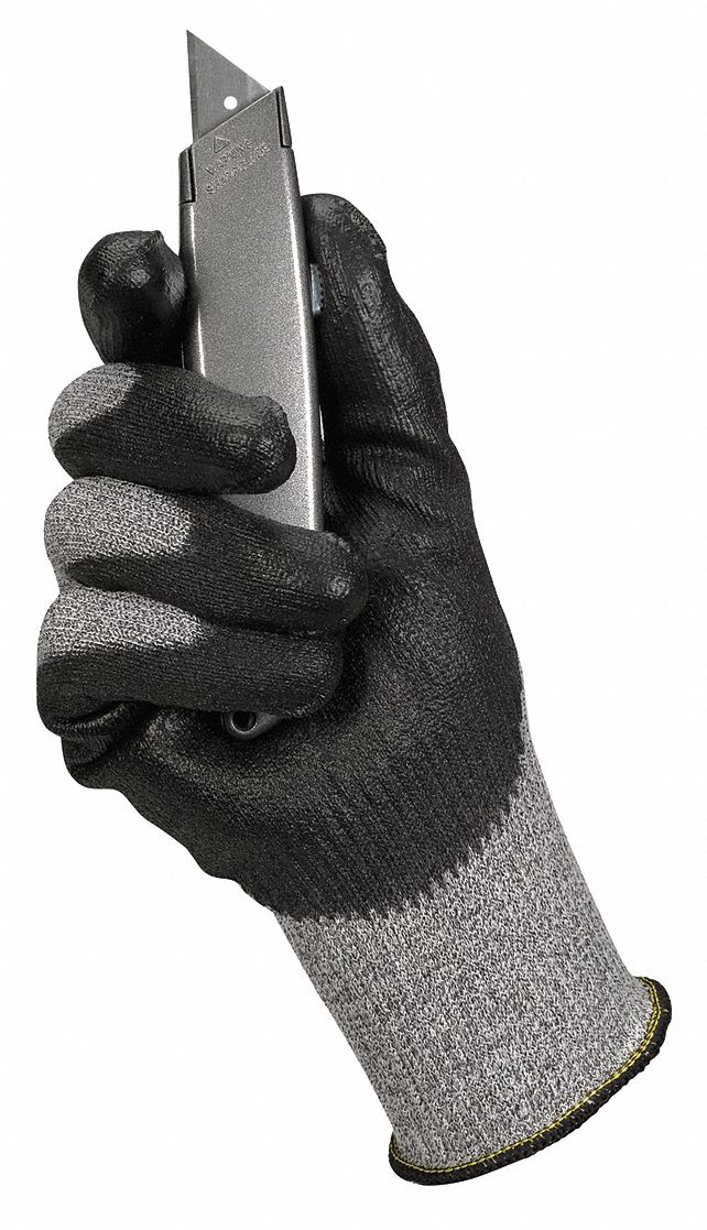 Coated Gloves, PU, Blk/Salt and Pepper, PR