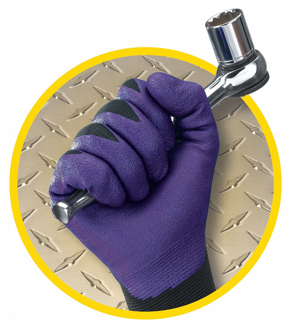 Coated Gloves, Foam Nitrile, 2XL, Black, PR