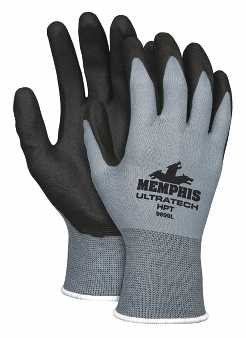 Nylon Knit Glove, M, Black/Blue, PR