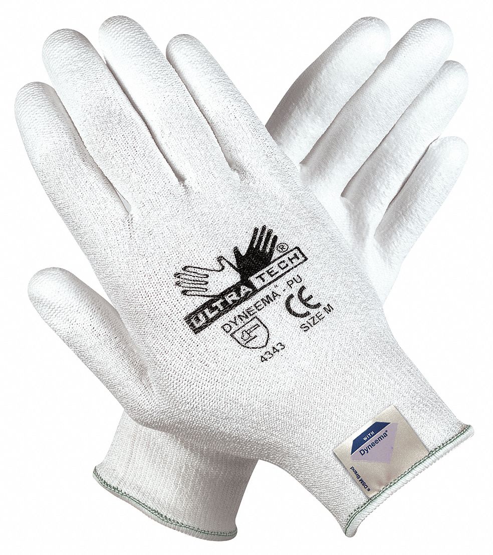 Coated Gloves, XS, White, PU, PR