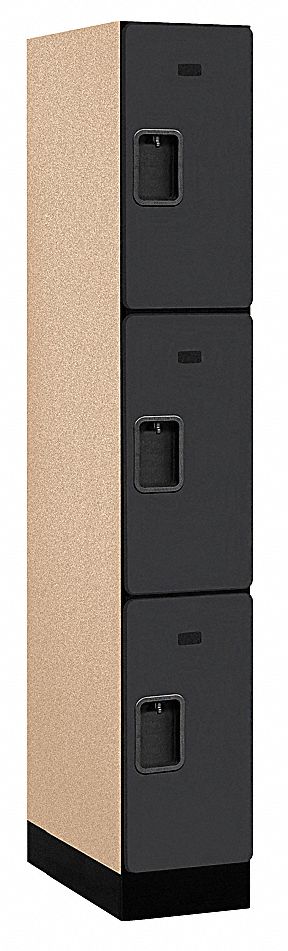 Assembled Locker, 3 Tier, 12x21x76, Black