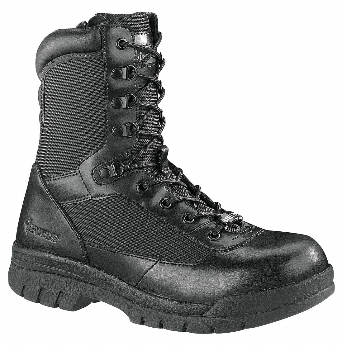 Boots, Steel, Mens, 14EW, Black, PR