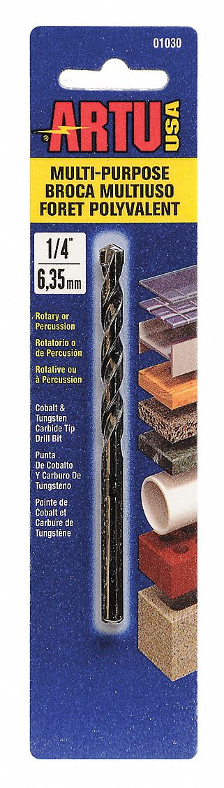 Multi Purpose Drill Bit, 1/4 x 4-1/8 In
