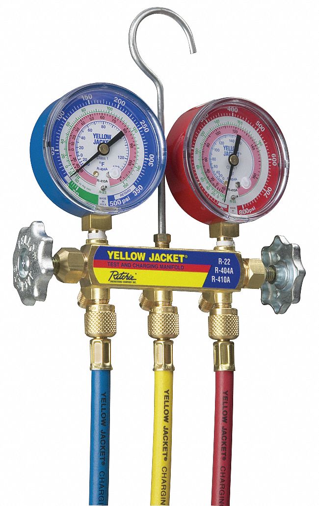 Manifold Gauge and Hose Set, 60 In Hoses