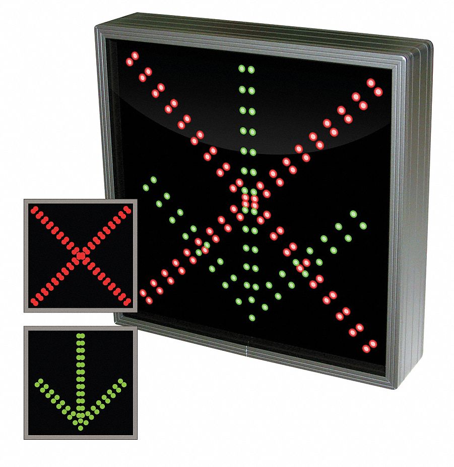 LED Sign, X/Arrow, 12 x 12 in, Green/Red