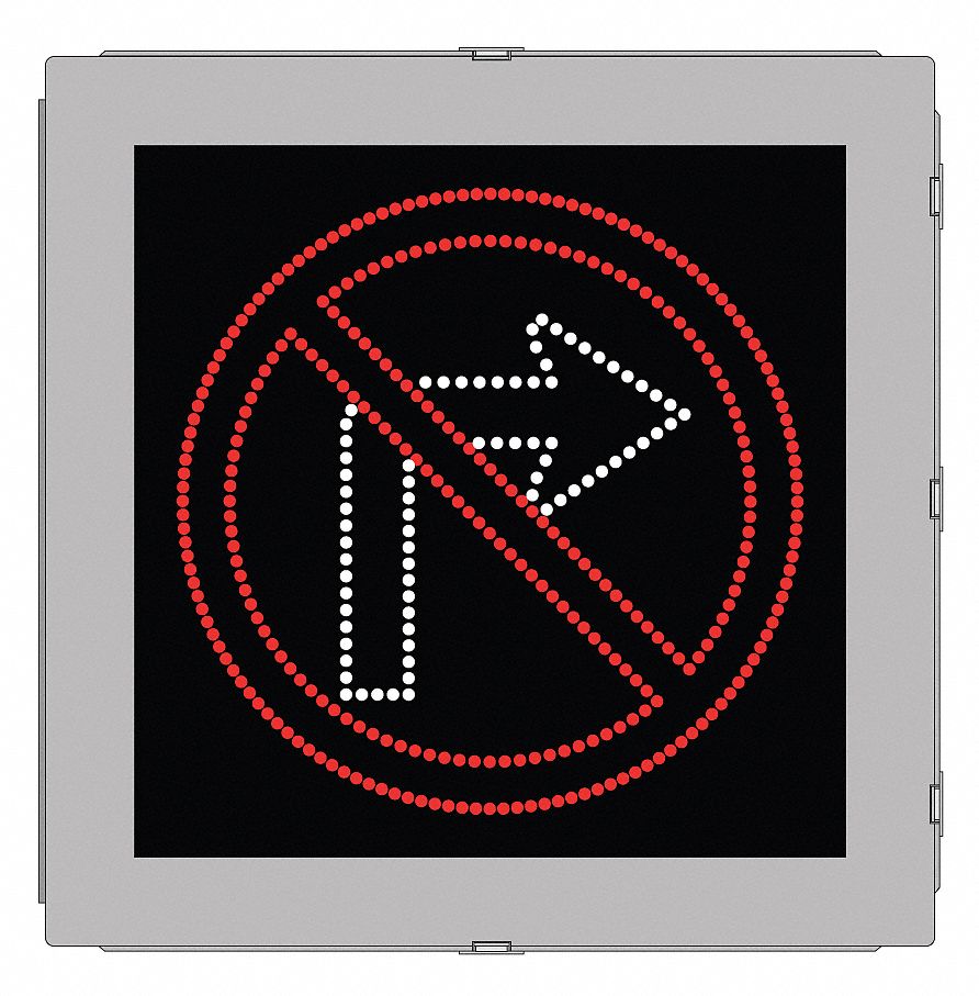 LED Sign, No Right Turn, Symbol, 30 x 30 in