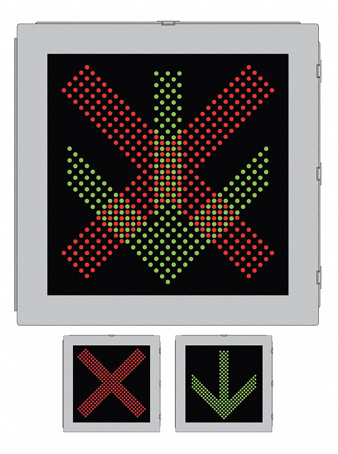 LED Toll Plaza Sign, X/Arrow, 30 x 30 in