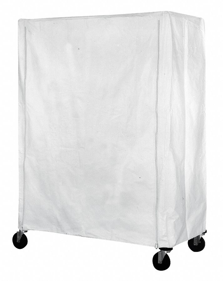 Cart Cover, 48x21x63, White, Poly, Zipper