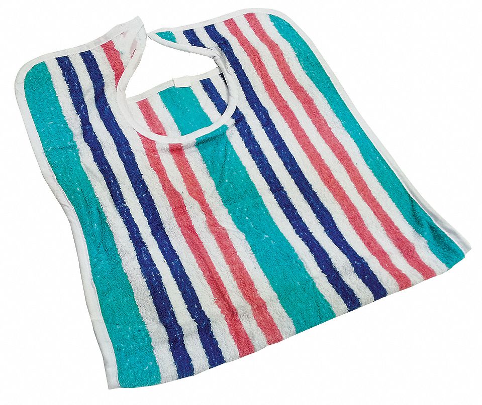 Terry Bib w/Close Strap, MultiStripe, PK12