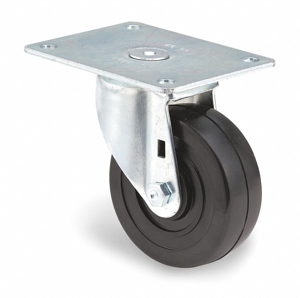 Swivel Plate Caster, 300 lb, 4 In Dia