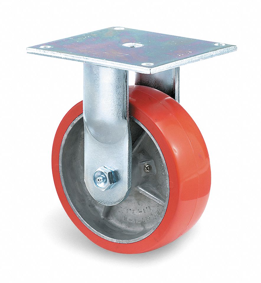 Rigid Plate Caster, 1200 lb, 8 In Dia