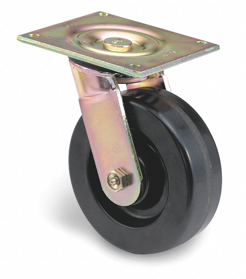 Swivel Plate Caster, 1200 lb, 8 In Dia