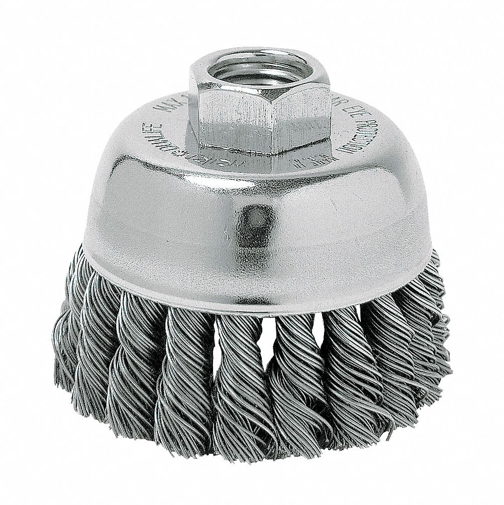 Cup Brush, Sgl, 2-3/4 D, Stl, Max RPM 14, 000