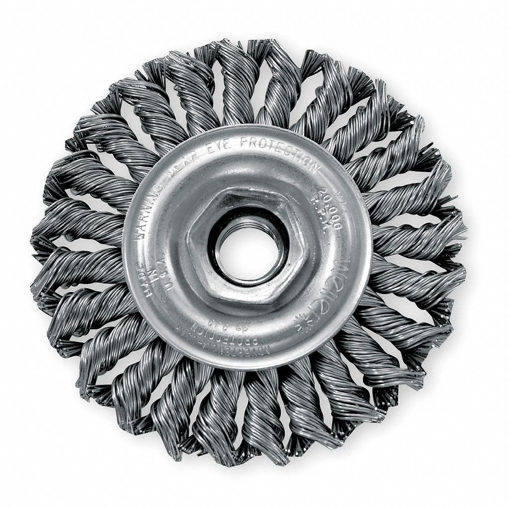 Knot Wire Wheel Brush, 4In, 5/8-11 In Hole