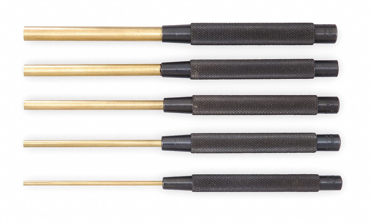Brass Drive Pin Punch, 3/8 In Tip, 8 In L