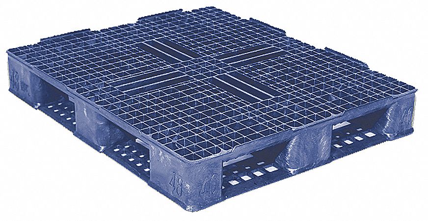 Plastic Pallet, Rackable, H7.1In, Blue