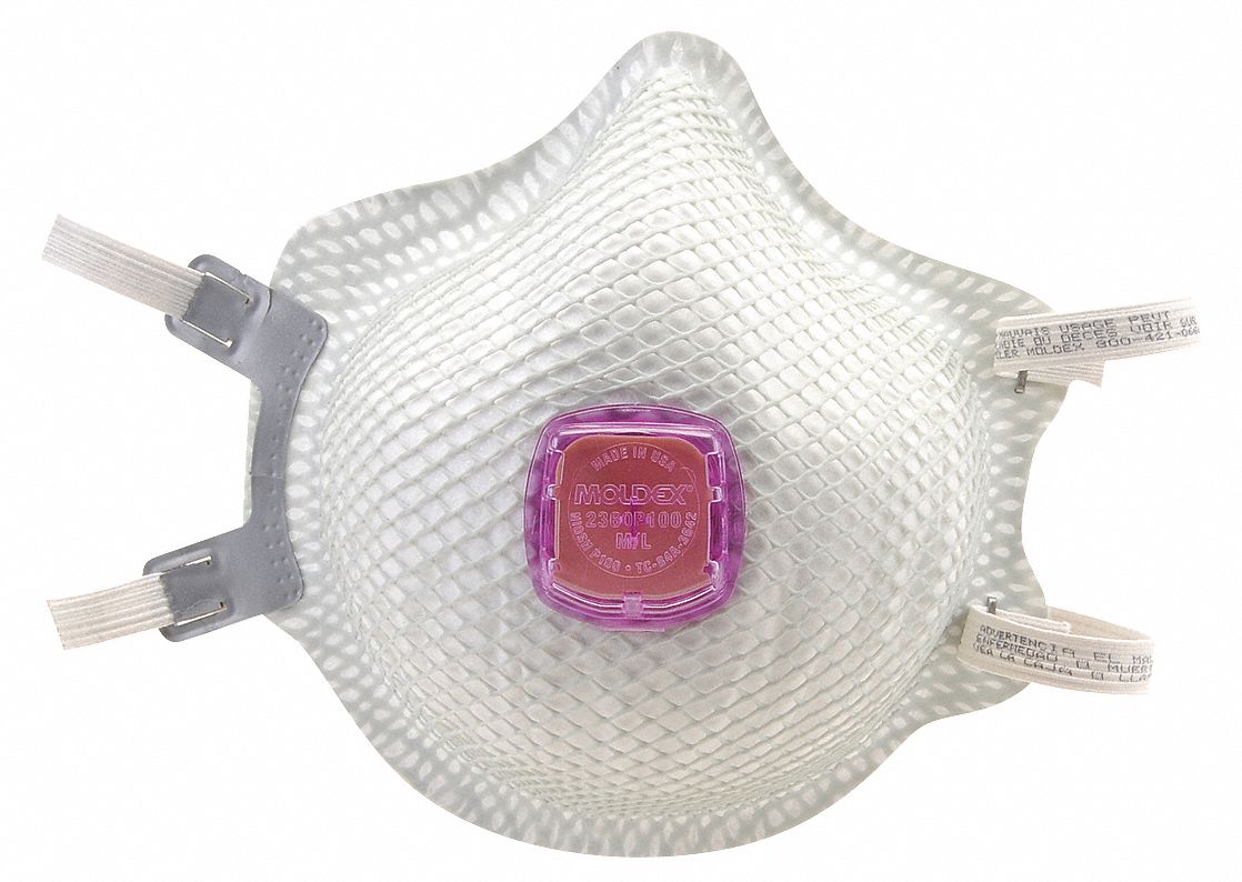 Disposable Respirator, P100, M/L, White, PK5