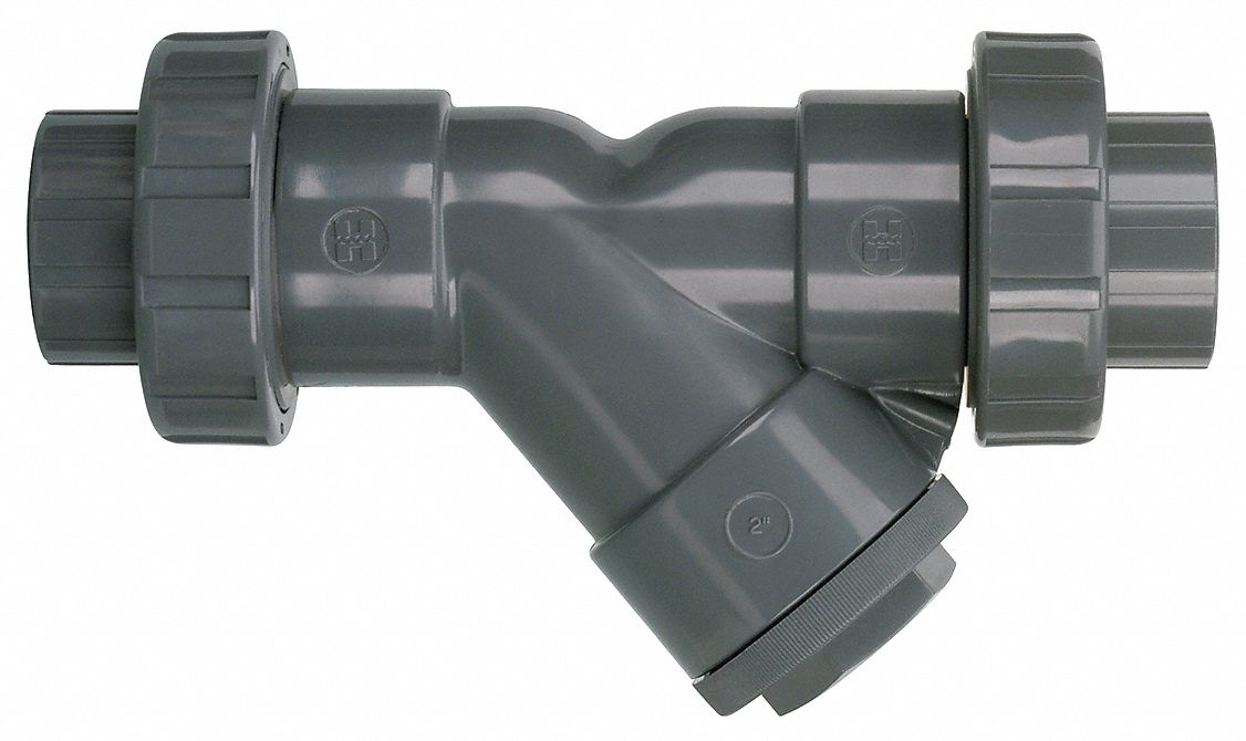 Y-Strainer, 1 1/2 In, True Union, PVC