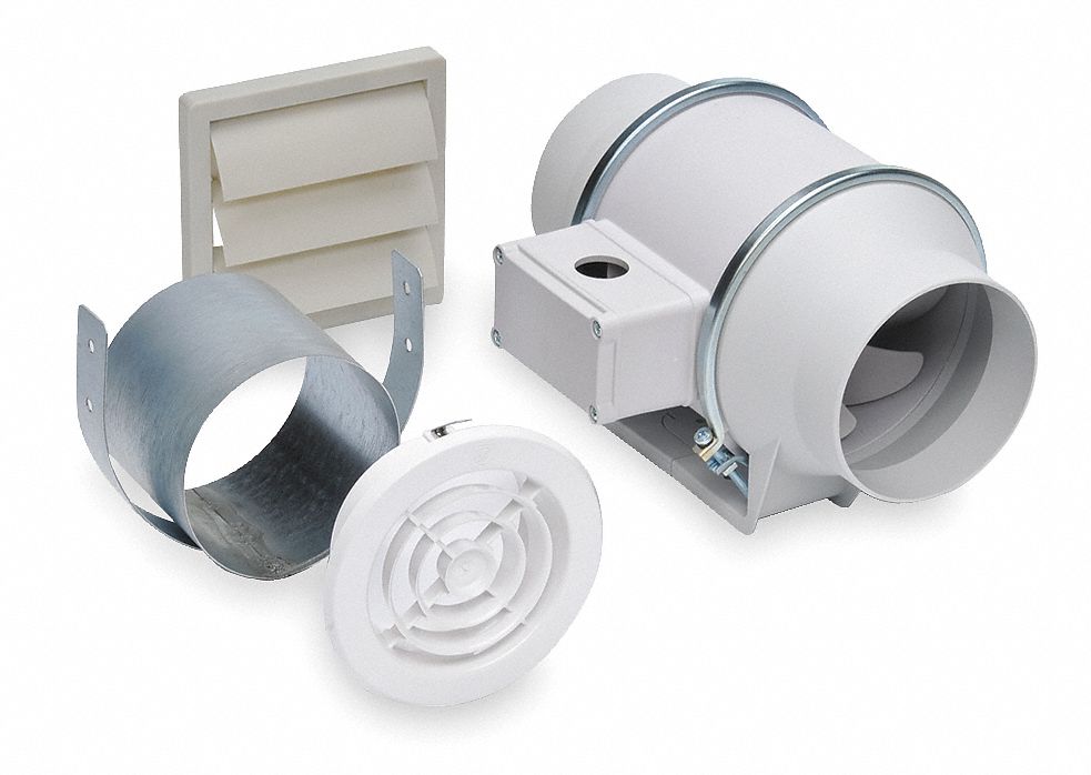 Mixed Flow Duct Fan, Ball, 8-3/8 In. L