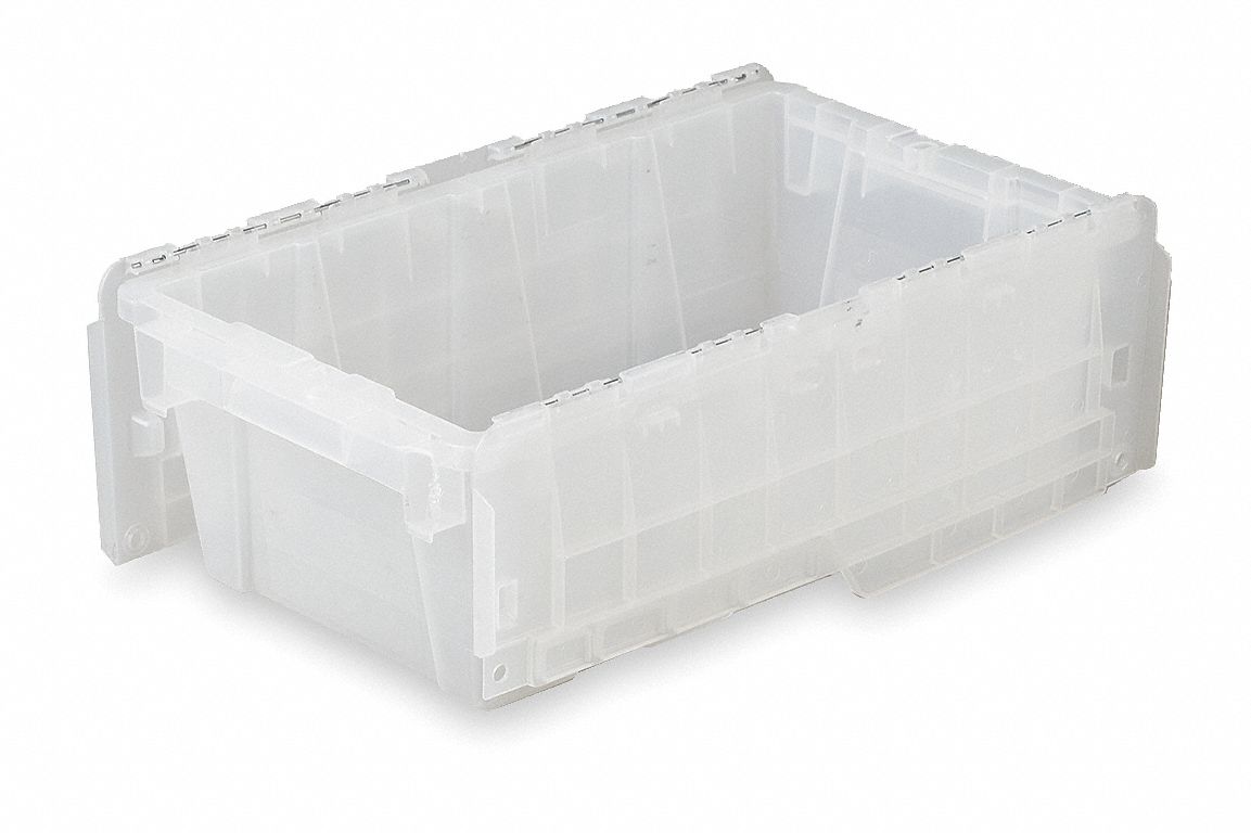Attached Lid Container, D 15 13/16, Clear