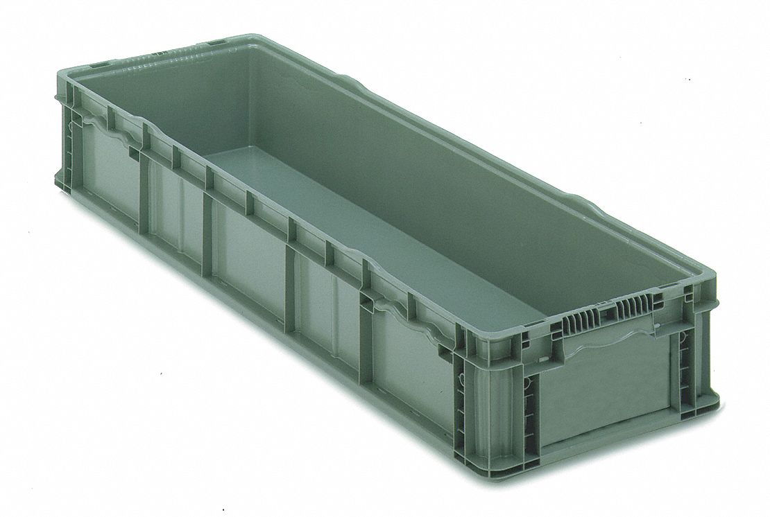 Straight Wall Long Box, H 7 1/2, D 48, Gray