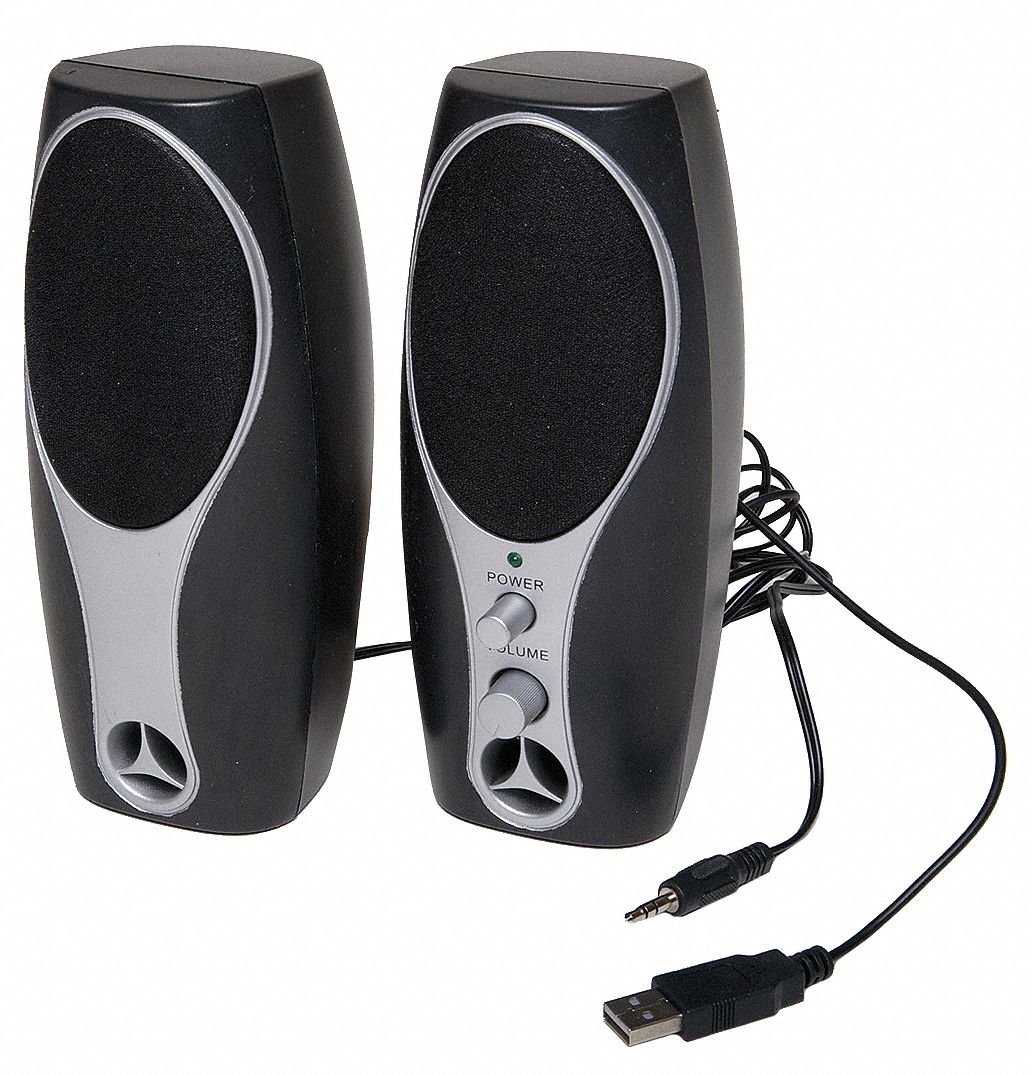 Computer Speakers, Black, 2 Watts