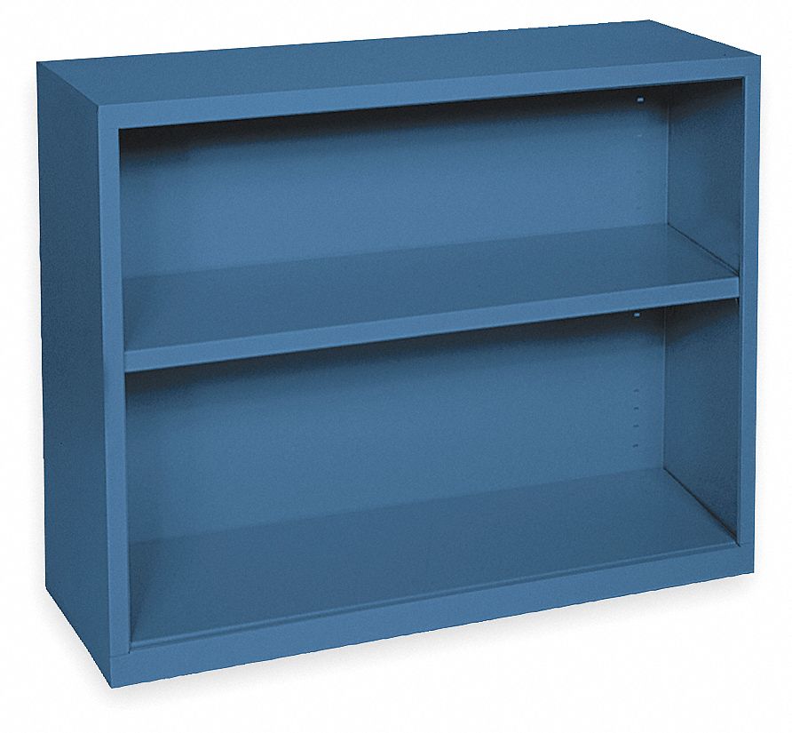 Bookcase, Steel, 2 Shelf, Blue