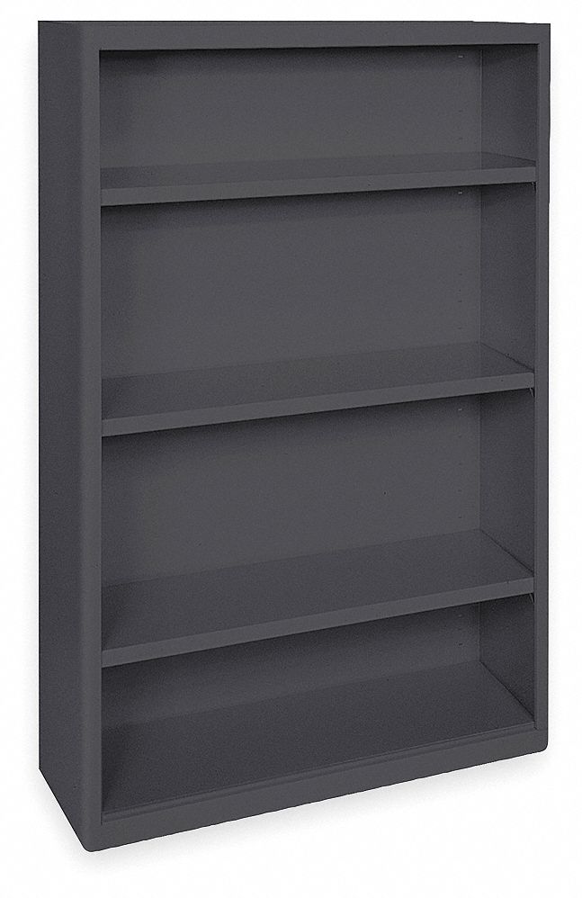 Radius Corner Bookcase, Steel, 4 Shelf, Blk