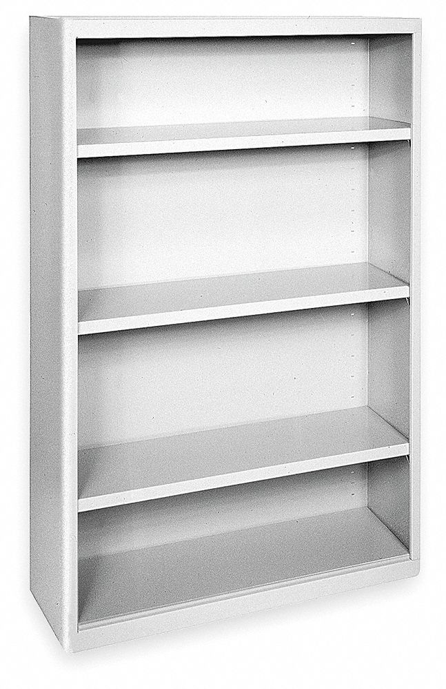Radius Corner Bookcase, Steel, 4 Shelf, Gry