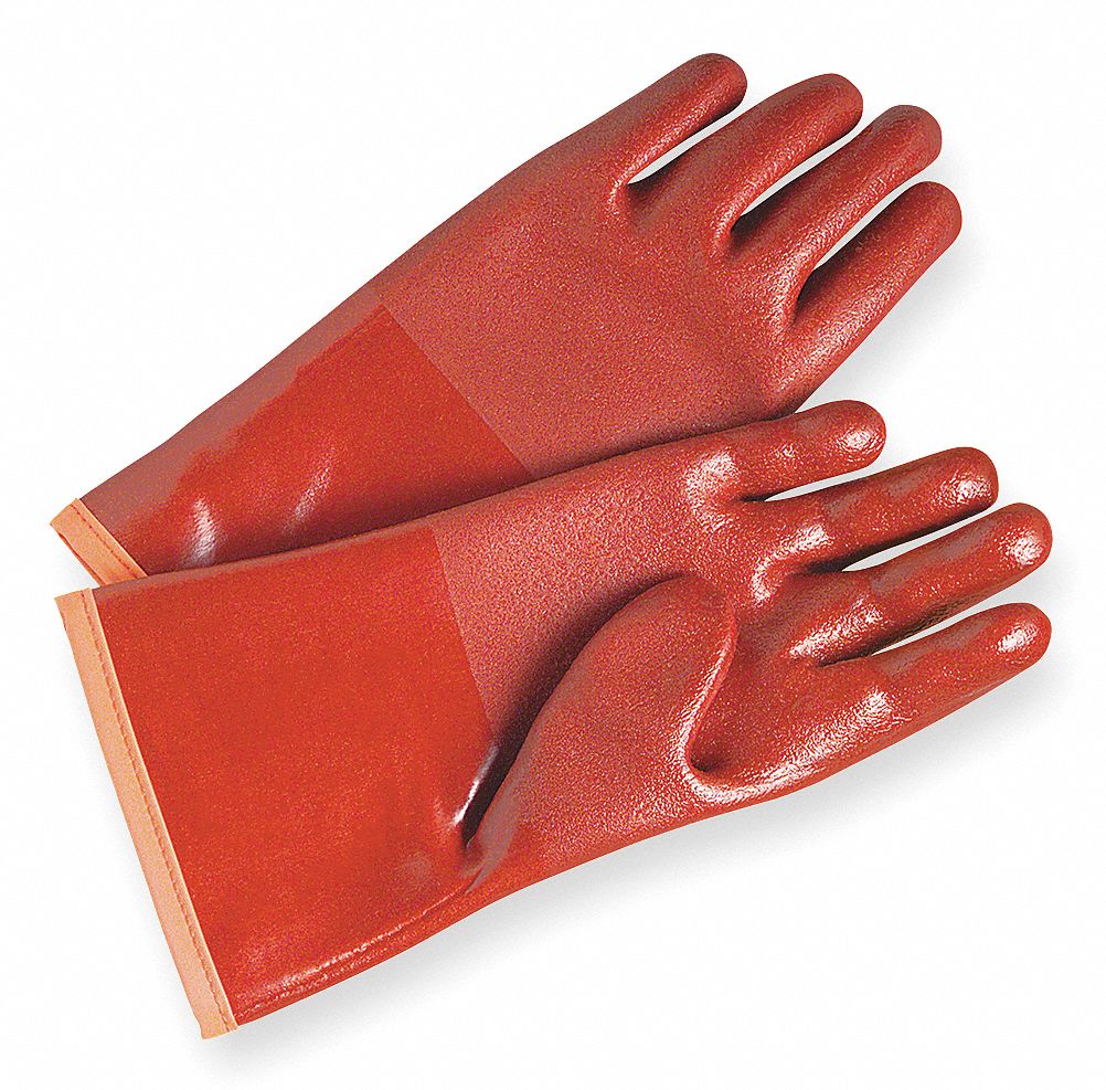 Cold Protection Gloves, PVC, L, Red, PR