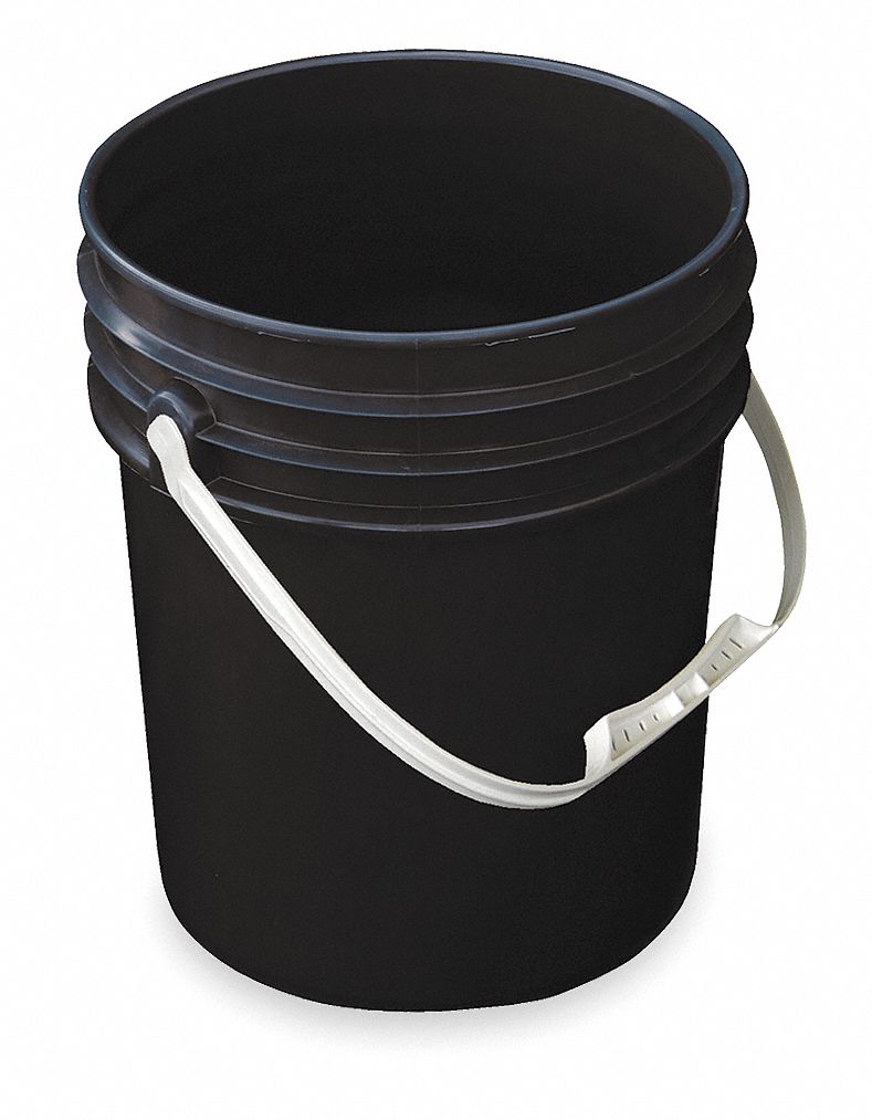 Plastic Pail, Black, Cap 5.4 Gal, w/Handle