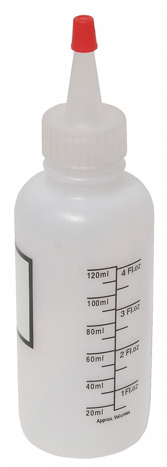 Plastic Bottle, Narrow Mouth, 4 Oz, Red Cap