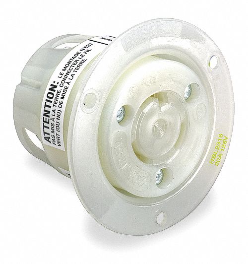 Flanged Receptacle, 3P, 3W, 30A, 125/250V