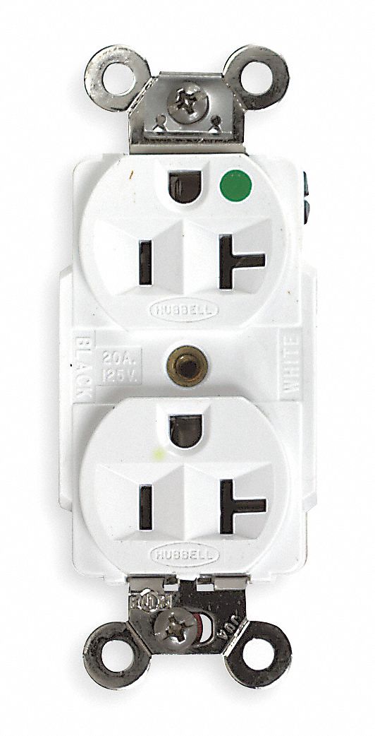 Receptacle, 20A, 125V, WH, Hospital Grade