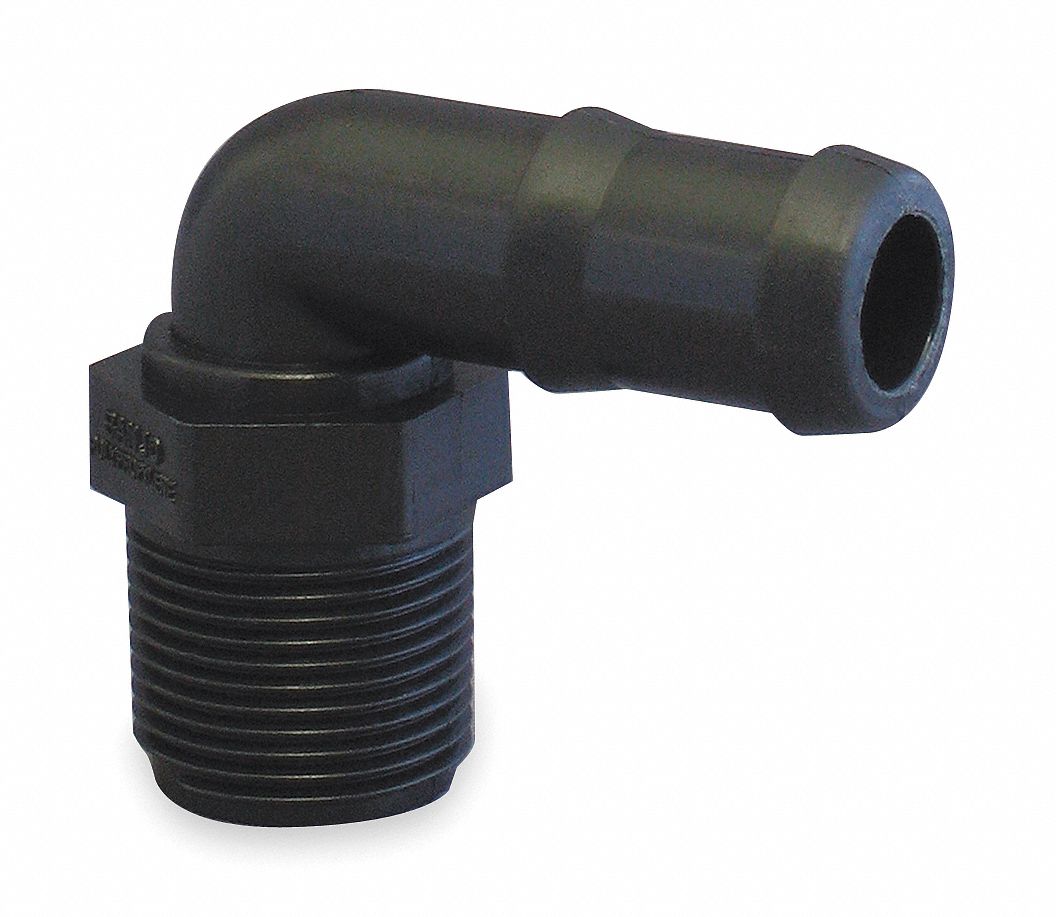 Hose Barb, 90 Deg, 1 In Barb Size, Poly