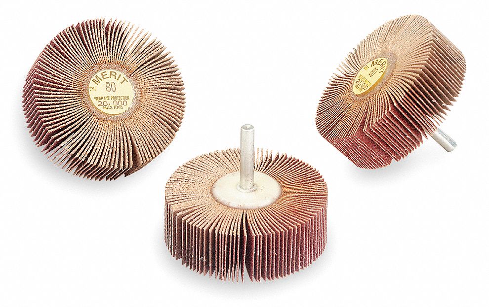 Flap Wheel, AO, 3x1x1/4 In Shank, 80G