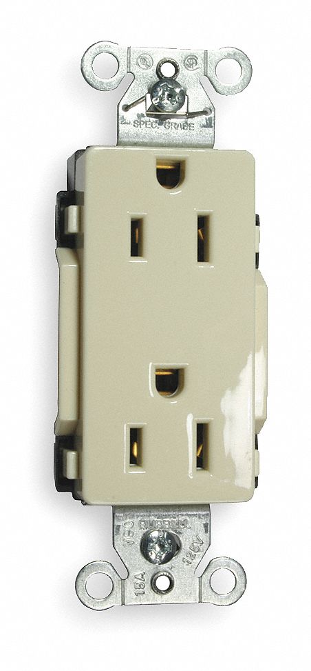 Receptacle, 15A, 5-15, Light Almond