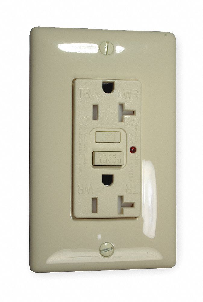 GFCI Receptacle, 20A, Commercial, Almond