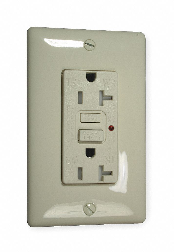 GFCI Receptacle, 20A, Commercial, Lt Almond