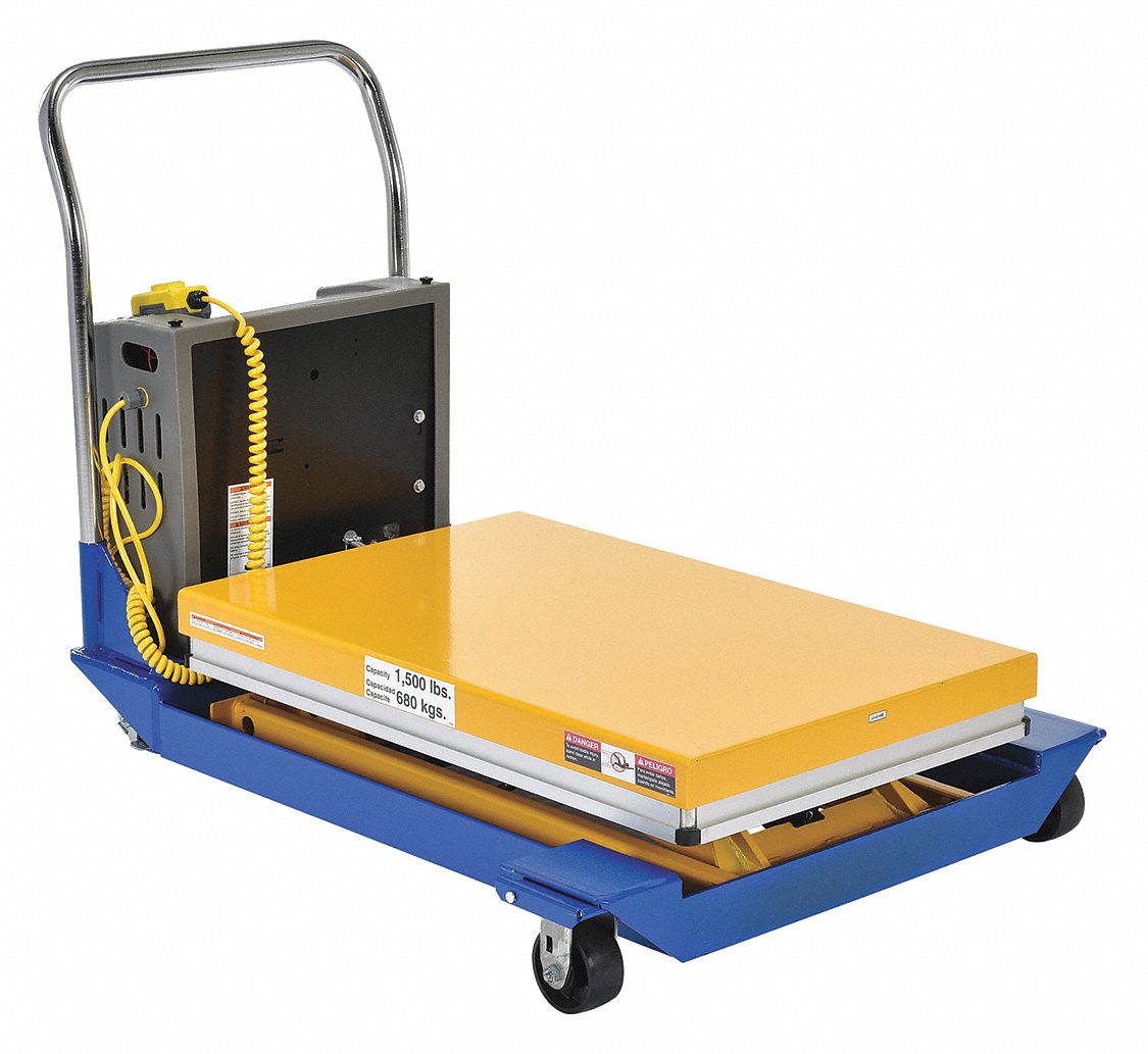 Scissor Lift Cart, 1500 lb., Steel, Fixed