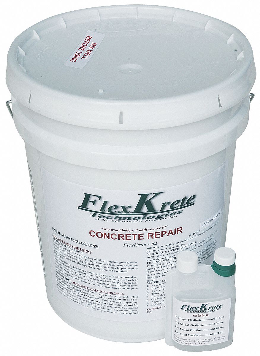 Concrete Repair, Vinyl Polymer, Gray, 5 Gal