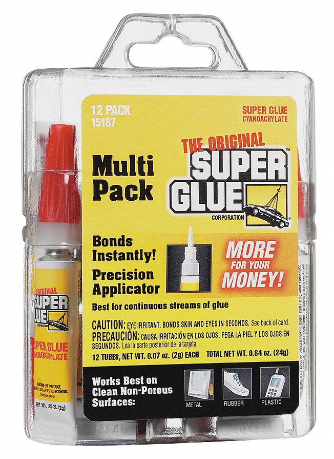 Instant Adhesive, 2g Tube, Clr, Pk 12