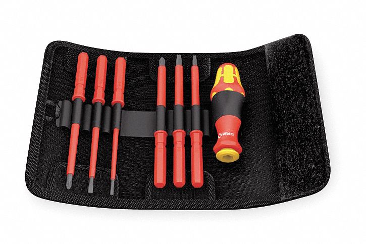 Insulated Multi-Bit Screwdriver, 7 Pc