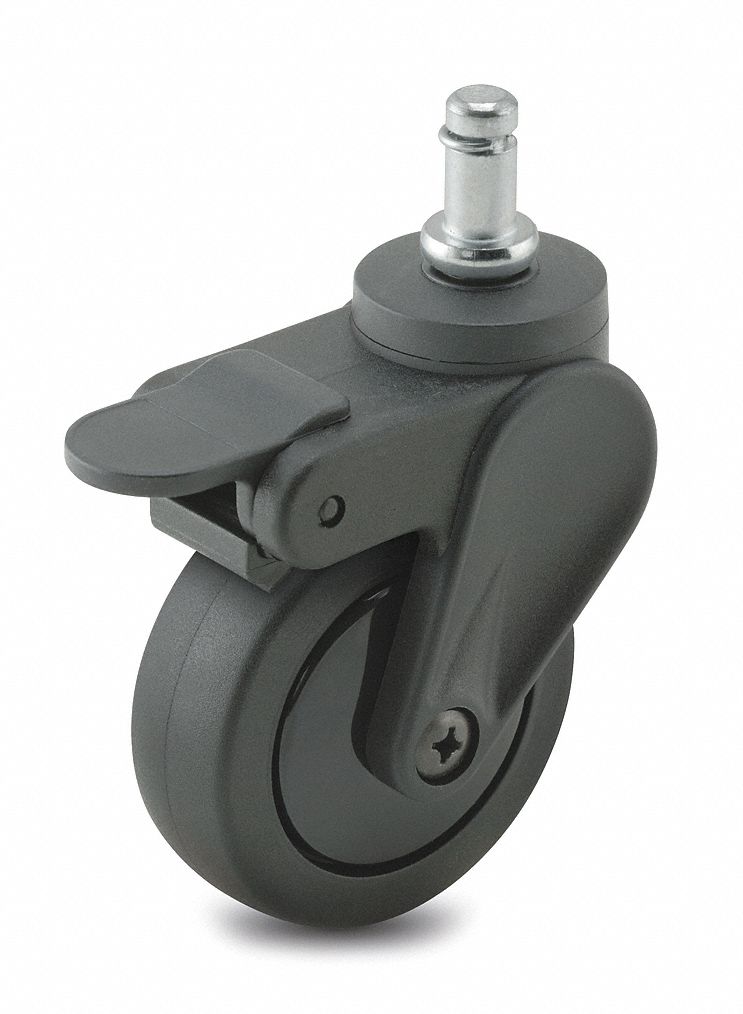 Swivel Stem Caster w/Brake, 4 In, 125 lb